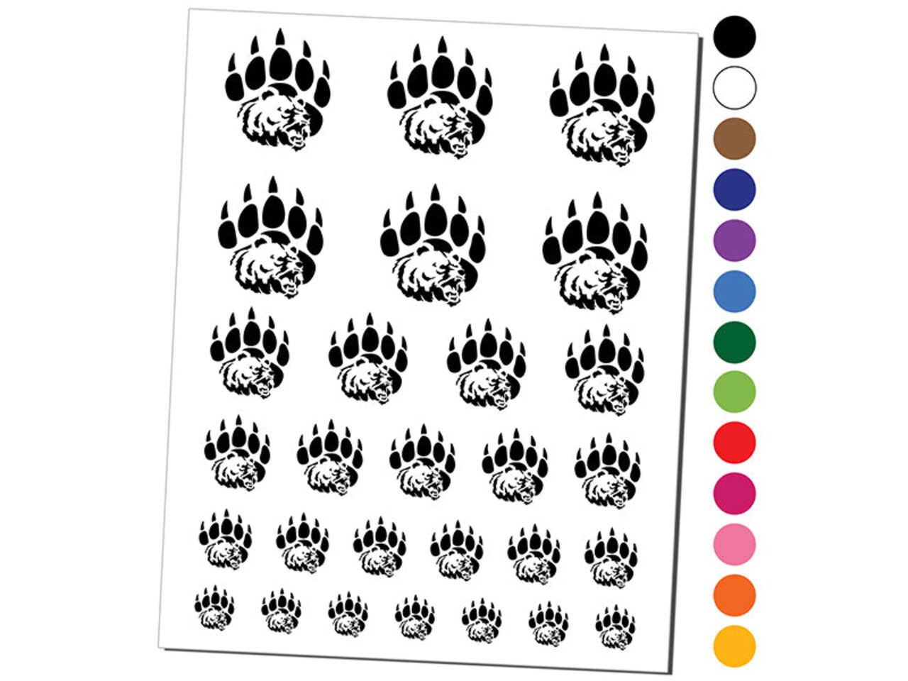 Grizzly Bear Head in Claw Paw Temporary Tattoo Water Resistant Fake Body Art Set Collection